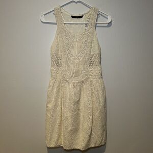ZARA Trafaluc Collection Cream Lace Crochet Ivory Dress M